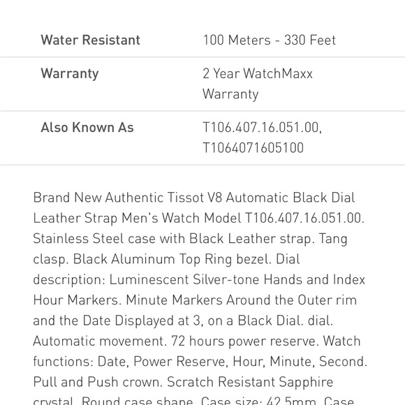 NWT TISSOT V8 SWISSMATIC - Discontinued and Hard to Find - Picture 7 of 16